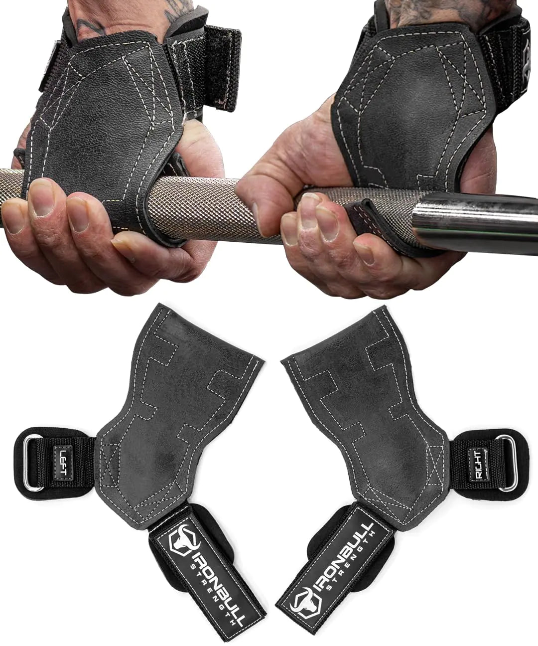 Weight Lifting Grips with Wrist Straps for Weightlifting - Lifting Straps Hooks Wrist Support - Workout Gloves Wrist Wraps for Weightlifting Gym Straps Deadlift Straps (Medium Black/White)